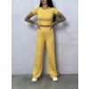 Sarı Palazzo Crop İkili Takım
