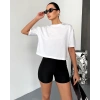 Beyaz Alo Ön Arka Baskı Oversize Penye Tshirt