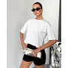 Beyaz Alo Ön Arka Baskı Oversize Penye Tshirt