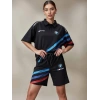 Siyah BMW Şeritli Penye Kumaş Şortlu Takım