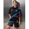 Siyah BMW Şeritli Penye Kumaş Şortlu Takım