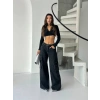 Siyah Kargo Cep Oversize Kot Pantolon