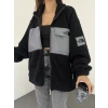 Siyah Nf Oversize Unisex Kıvırcık Kürklü Ceket