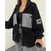 Siyah Nf Oversize Unisex Kıvırcık Kürklü Ceket