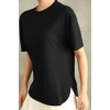 Siyah Oysho Yırtmaçlı Modal Oversize Tshirt