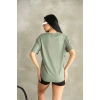 Haki Oysho Yırtmaçlı Modal Oversize Tshirt