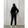Siyah Üç İplik Kapşonlu Eşofman Takımı