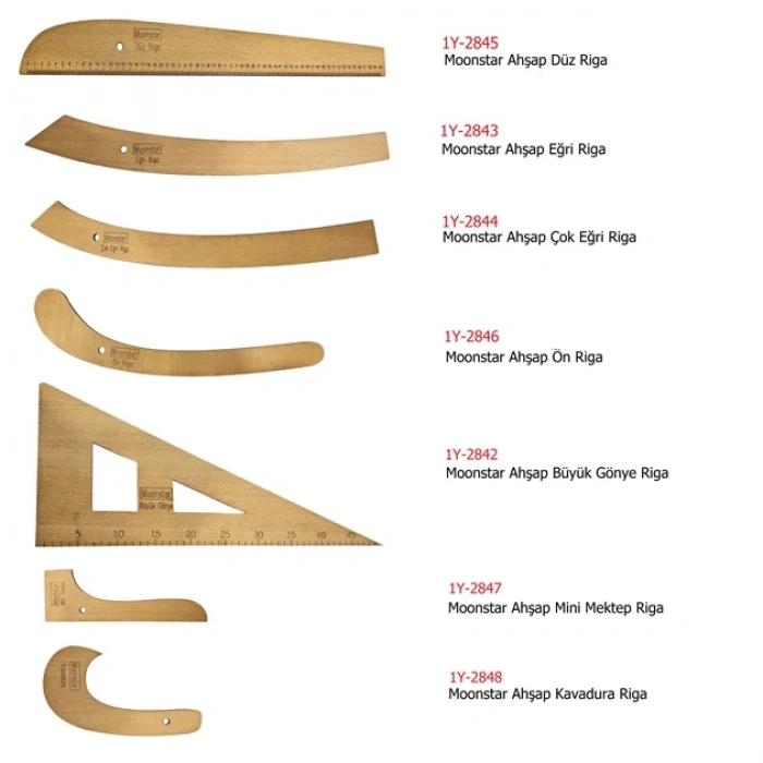 Ahşap Riga Cetvel Takım (7 Parça)