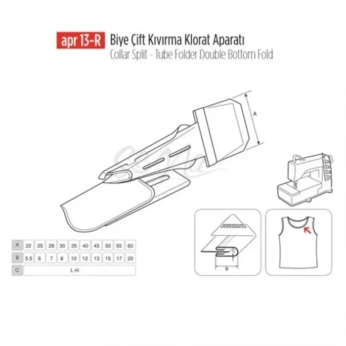 Biye Çift Kıvırma Klorat(Etek) Apara 28X7mm / APR 13-R