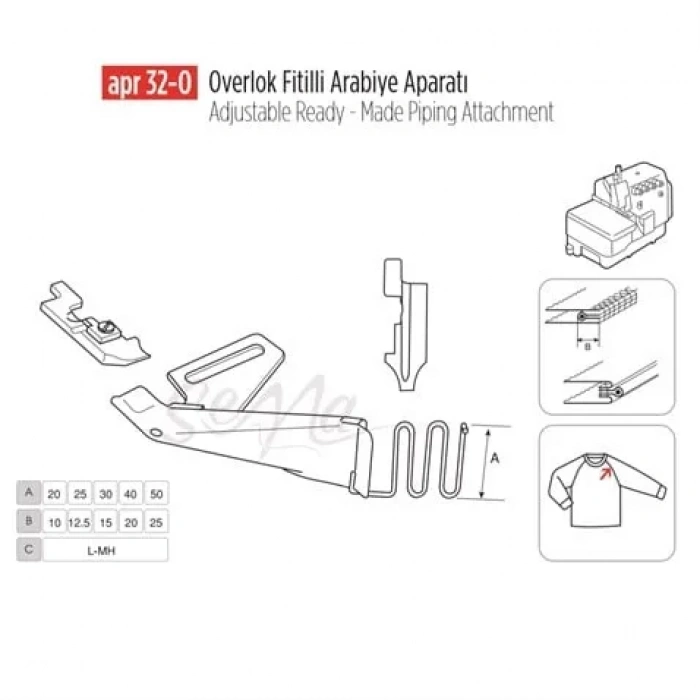 Overlok Fitilli Arabiye Apara 20X10mm / APR 32-O