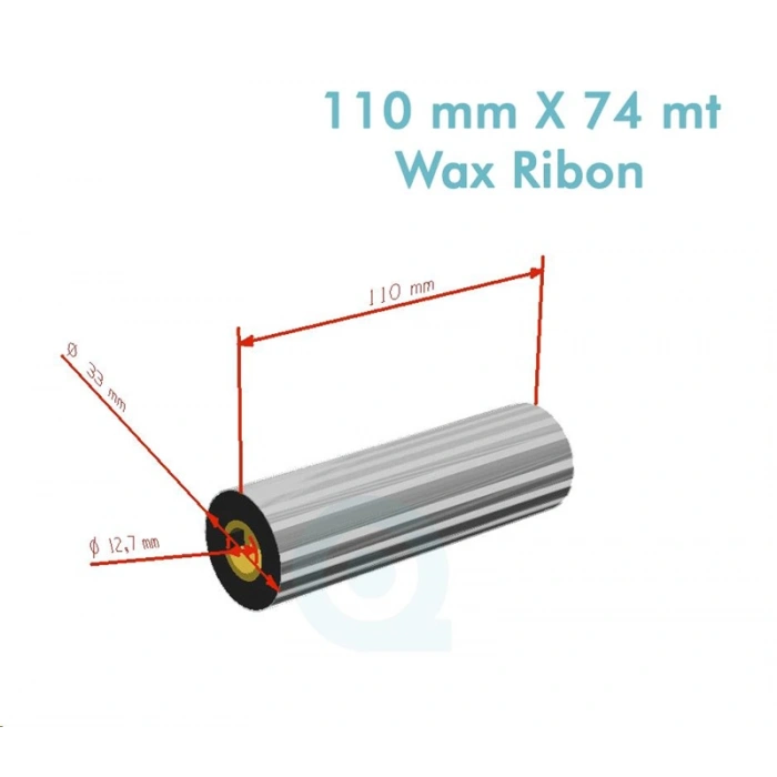 Ribbon WX-10FBK Standart Wax 110mm x 74m 1/2 inç Outside