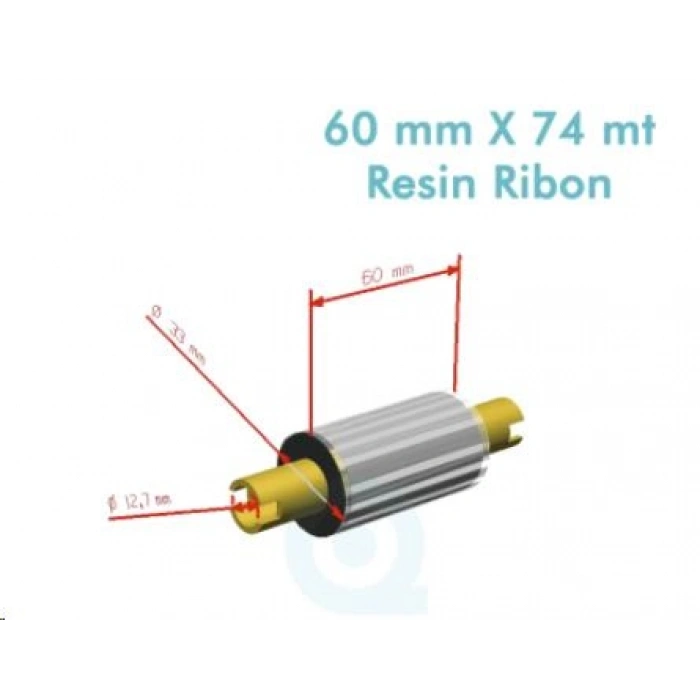 Ribbon WX-10FBK Standart Wax 60mm x 74m 1/2 inç Outside Orta Sarım