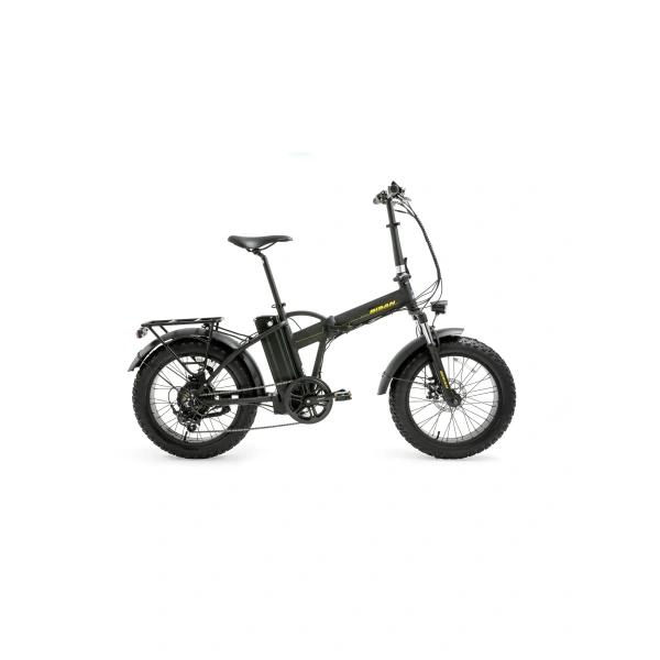 Bisan E-Folding F2 Shimano 7 Vites Disk Fren 20 Jant Elektrikli Katlanır Bisiklet Siyah Sarı