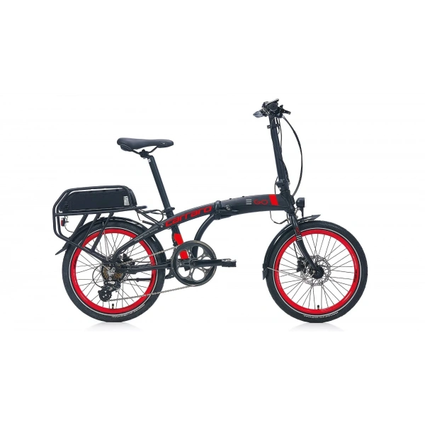 Carraro E-Line Ego 2.1 Elektrikli Bisiklet 250W 20 Jant 8 Vites Katlanır Mat Siyah-Kırmızı-Gri