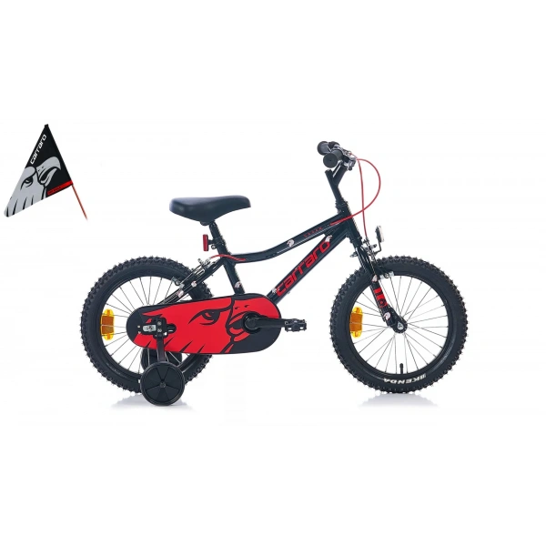 Carraro Red Eagle 16 Alüminyum Kadro 16 Jant Çocuk Bisikleti Siyah Kırmızı Gümüş