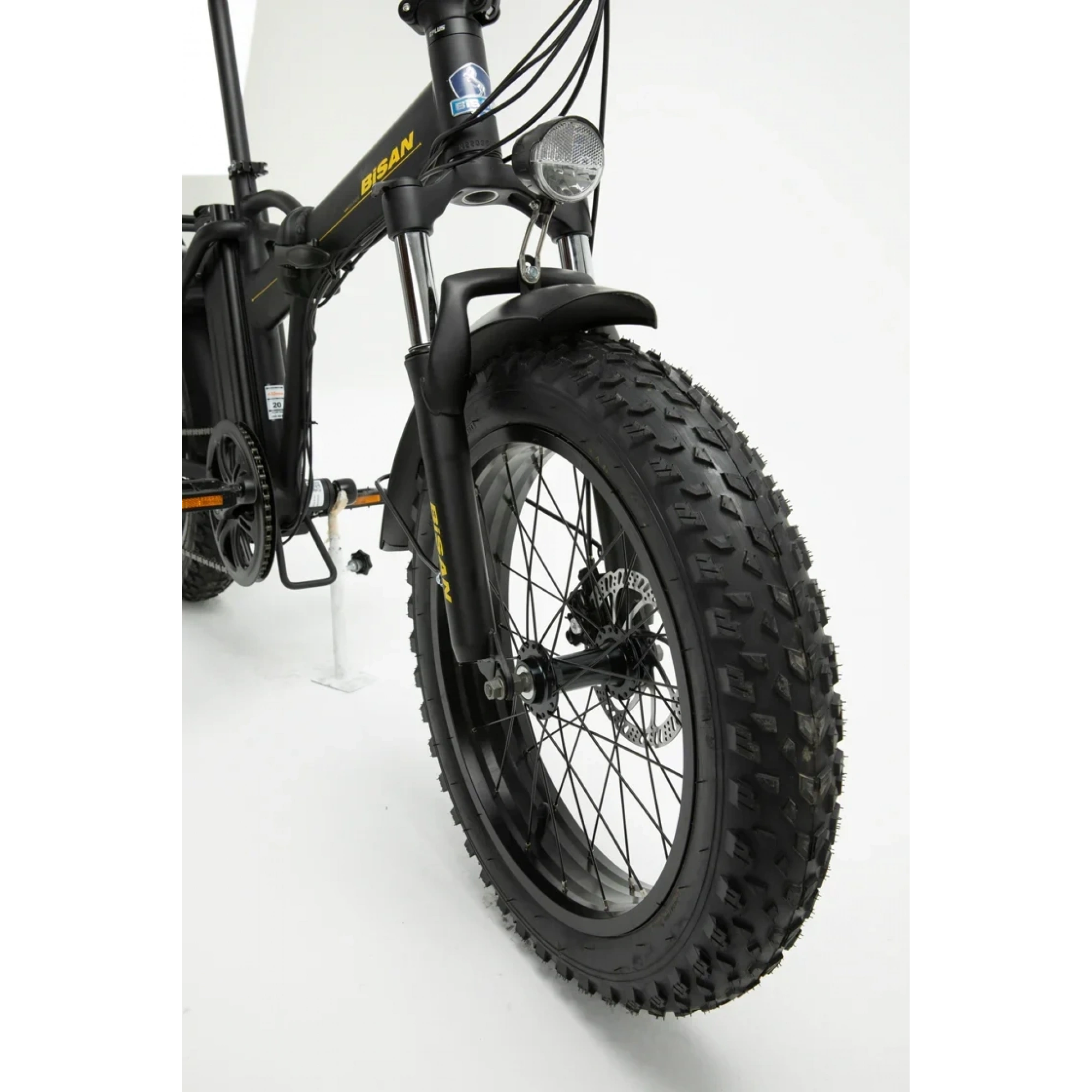 Bisan E-Folding F2 Shimano 7 Vites Disk Fren 20 Jant Elektrikli Katlanır Bisiklet Siyah Sarı