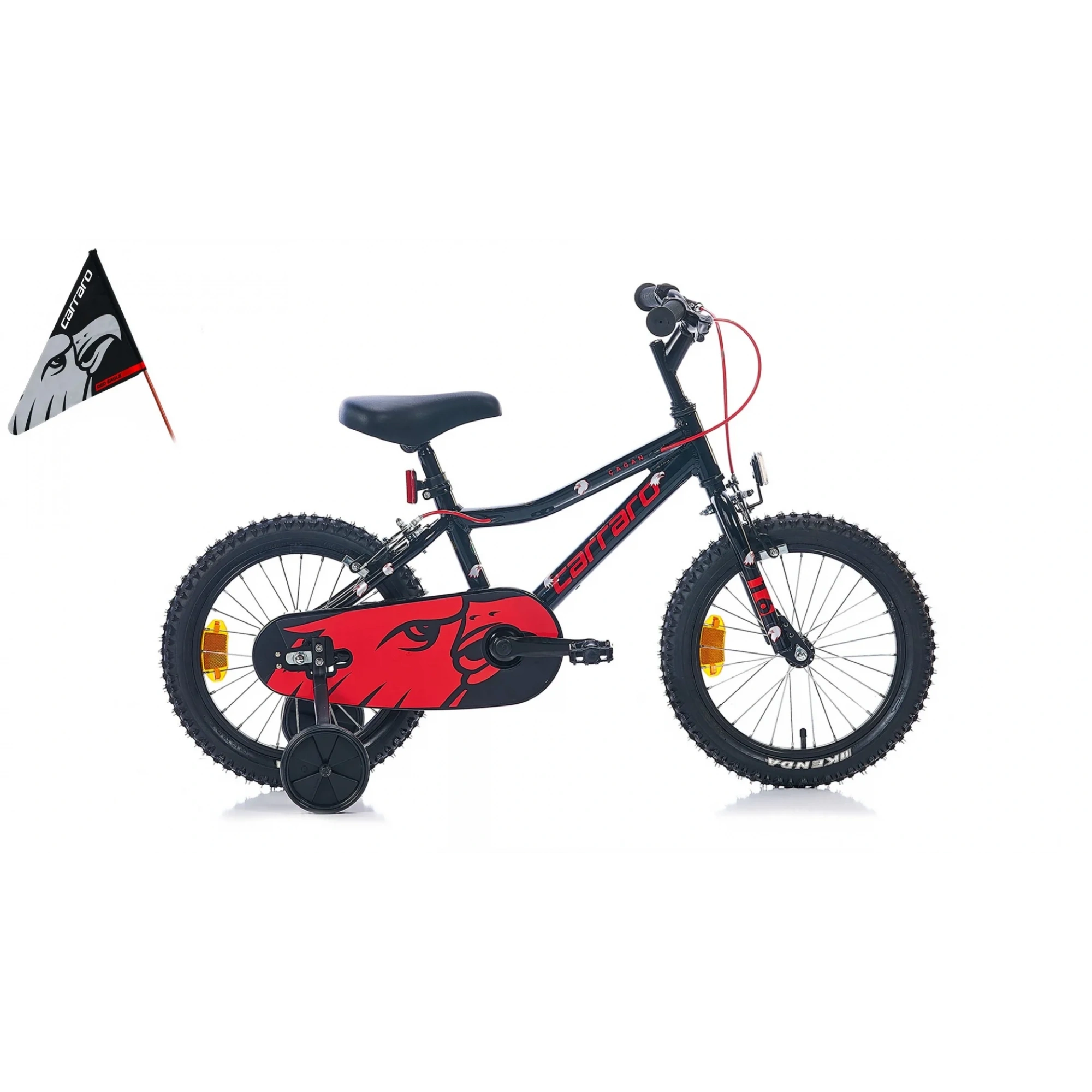 Carraro Red Eagle 16 Alüminyum Kadro 16 Jant Çocuk Bisikleti Siyah Kırmızı Gümüş