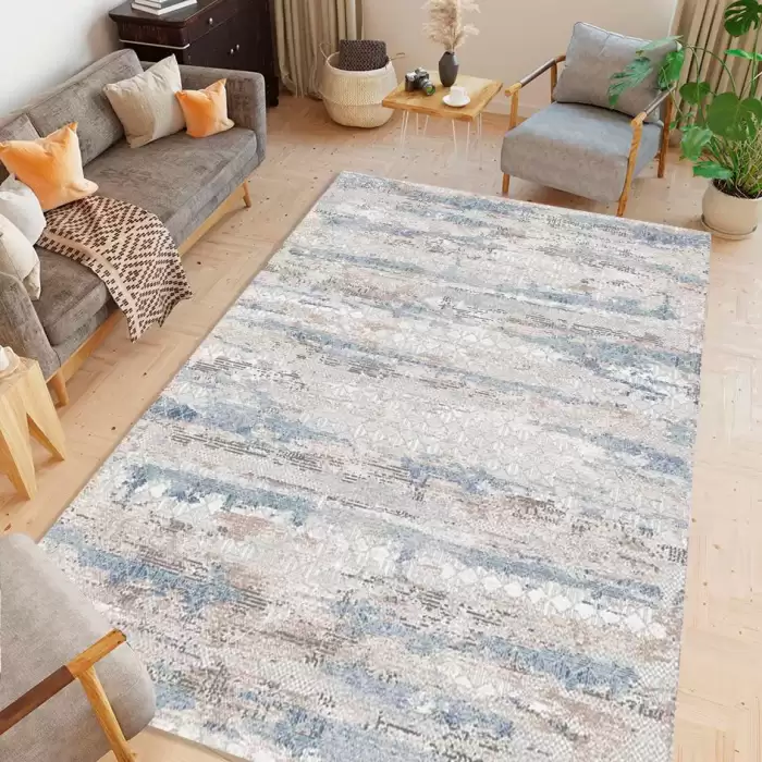 Angora Bien 9966B Gri Mavi Modern Akrilik Halı