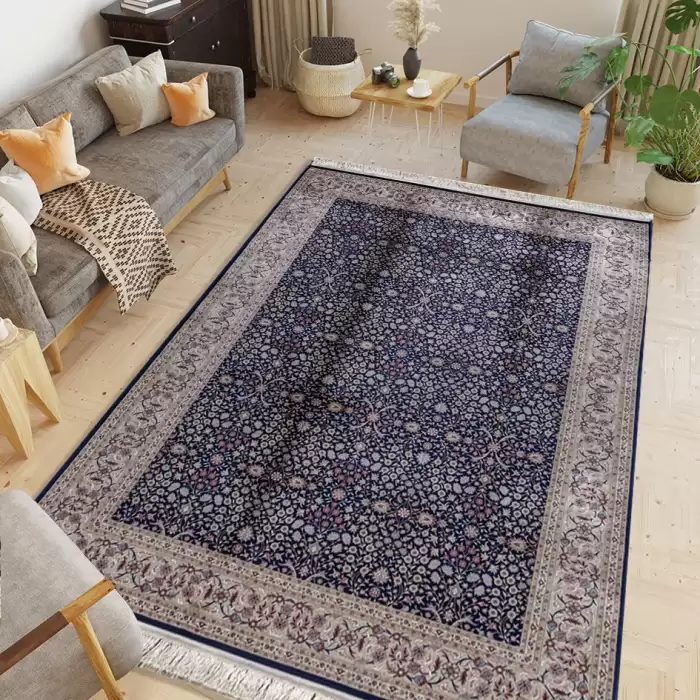 Halıca Imperius Y5014L D Mavi Renk Klasik Desen Modal İpek Halı