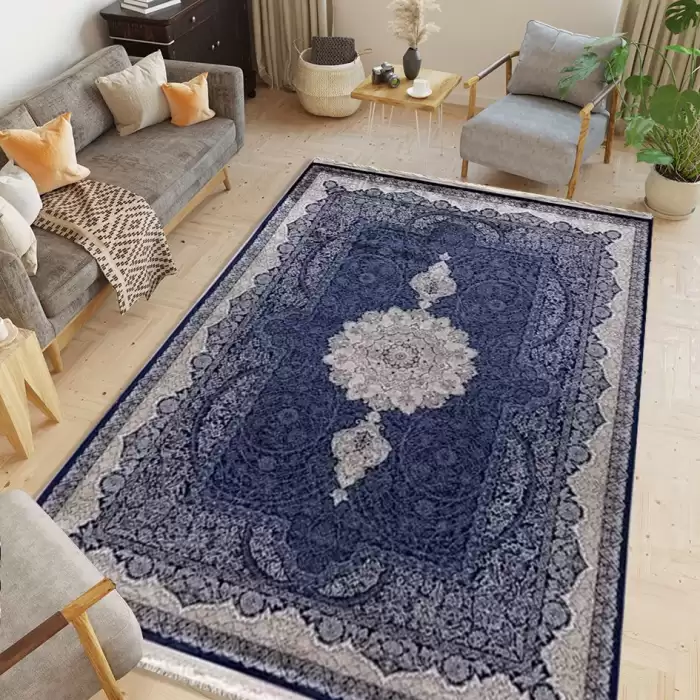 Halıca Imperius Y5033L D Lacivert Renk Klasik Desen Modal İpek Halı