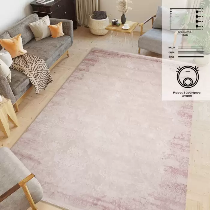 Halıca Nigar 1591A D Pembe Akrilik Salon Halısı