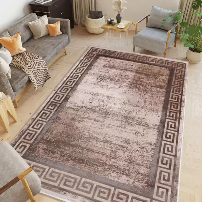 Halıca Olimpus 18291A N İnce Bambu Versace Desen Salon Halısı