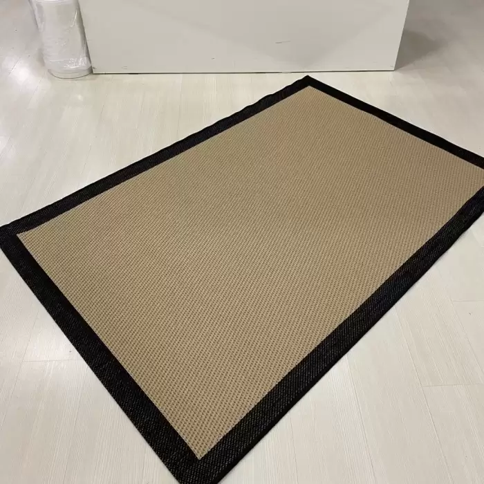 Halıca S-9716 Jüt Sisal Bej Siyah Dekoratif Halı