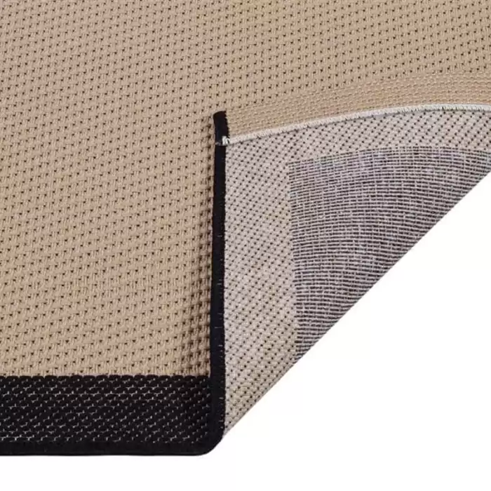 Halıca S-9716 Jüt Sisal Bej Siyah Dekoratif Halı