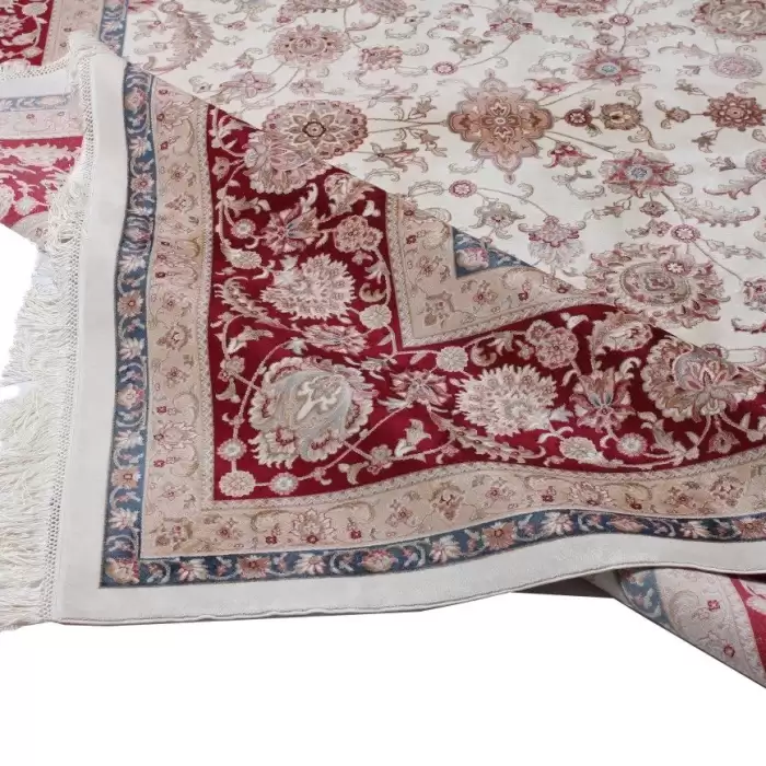 Elexus Hereke 1507 White 240X300 7,20 M² Bambu İpek Klasik Salon Oturma Odası Halısı