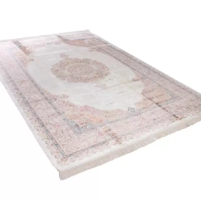 Elexus Hereke 1513 White 290X200 5,8 M² Bambu İpek Klasik Salon Oturma Odası Halısı