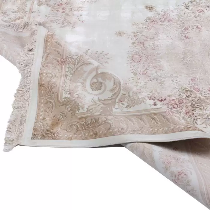 Elexus Hereke 1526 White 240X170 R 4,08 M² Bambu İpek Klasik Salon Oturma Odası Halısı