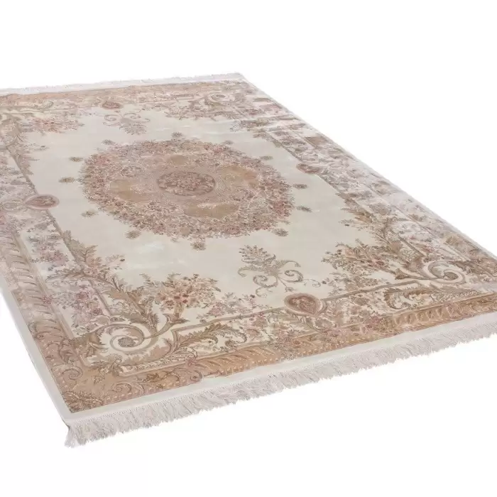 Elexus Hereke 1526 White 240X170 R 4,08 M² Bambu İpek Klasik Salon Oturma Odası Halısı