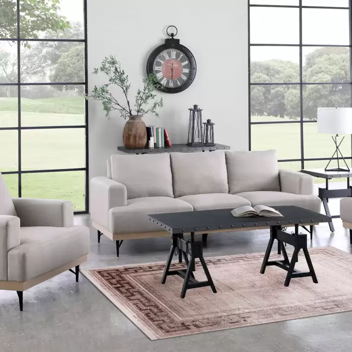 Halıca Beige 34043 N İnce Bambu Yüksek Kalite Salon Halısı