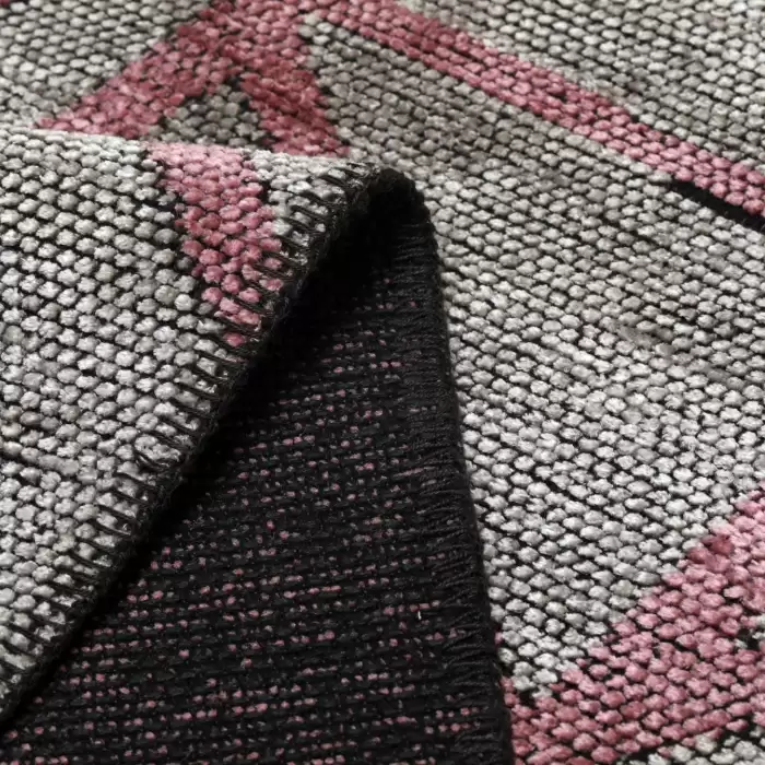 Halıca Şönil 064PY İnce Yıkanabilir Pembe Renk Dekoratif Kilim