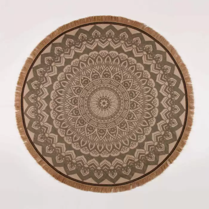 Mnt Marakesh 5007 Black N Jute Dekoratif Saçaklı Kilim