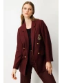 Ekol Büyük Beden Cebi Armalı Bordo Kadın Ceket 05571