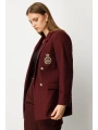 Ekol Büyük Beden Cebi Armalı Bordo Kadın Ceket 05571