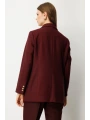 Ekol Büyük Beden Cebi Armalı Bordo Kadın Ceket 05571