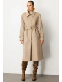 Ekol Beli Kuşaklı Kadın Kum Renk Manto 06057