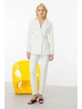 Ekol Kruvaze Yaka Kapak Cepli Kadın Ekru Ceket 04006