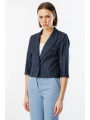 Ekol Kadın Çizgili Yarım Kol Lacivert Ceket 04048