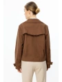 Ekol Kadın Çift Düğmeli Kakao Renk Mini Kot Ceket 06014
