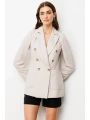 Ekol Kadın Kruvaze Yaka Torba Cepli Bej Ceket 04074