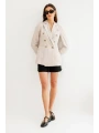 Ekol Kadın Kruvaze Yaka Torba Cepli Bej Ceket 04074