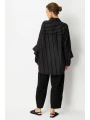 Ghisa Kadın Çizgili Düğme Detaylı Siyah Takım 25YGSTKM4975