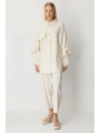Ghisa Kadın Çizgili Düğme Detaylı Ekru Takım 25YGSTKM4975