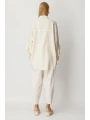 Ghisa Kadın Çizgili Düğme Detaylı Ekru Takım 25YGSTKM4975