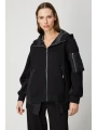 On Fashion Kadın Kapüşonlu Fermuarlı Siyah Mont 60704