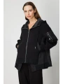On Fashion Kadın Kapüşonlu Fermuarlı Siyah Mont 60704