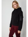 On Fashion Kadın Kapitone Detaylı Kapüşonlu Siyah Mont 60707